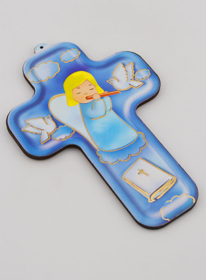 Croix en Bois Enfant - Ange Gardien Musicien (pic 3)