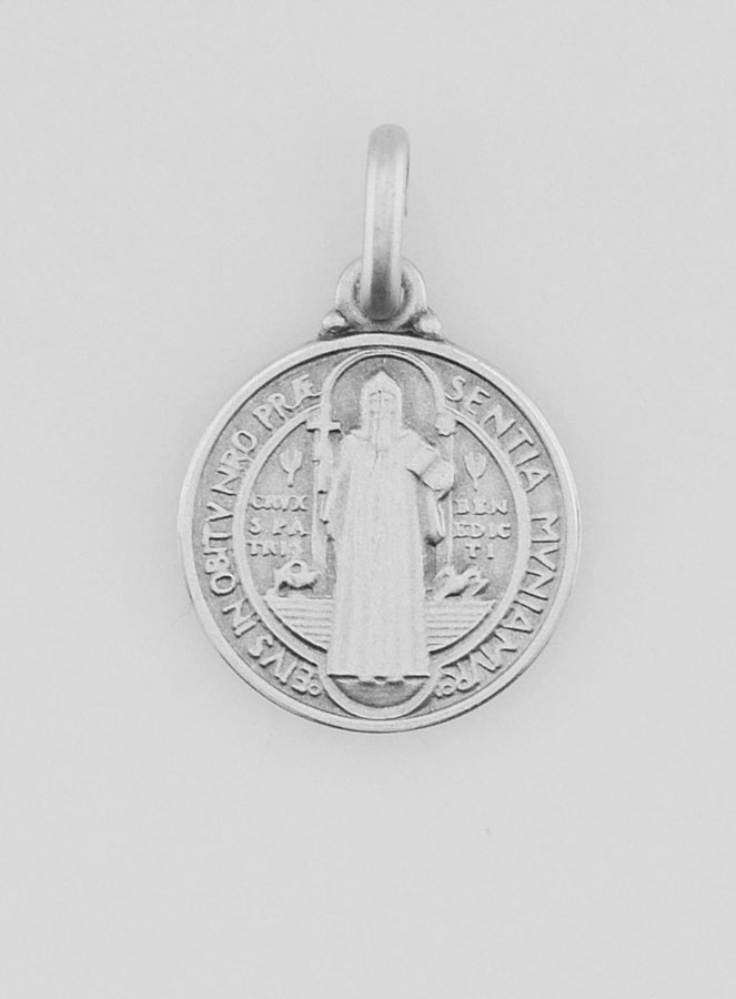 Médaille Saint Benoit en Argent Massif - 14mm (pic 4)