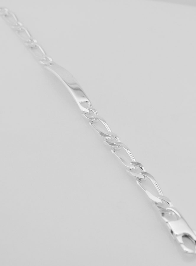 Bracelet Gourmette en Argent 21cm - Maille Figaro 7mm (pic 2)