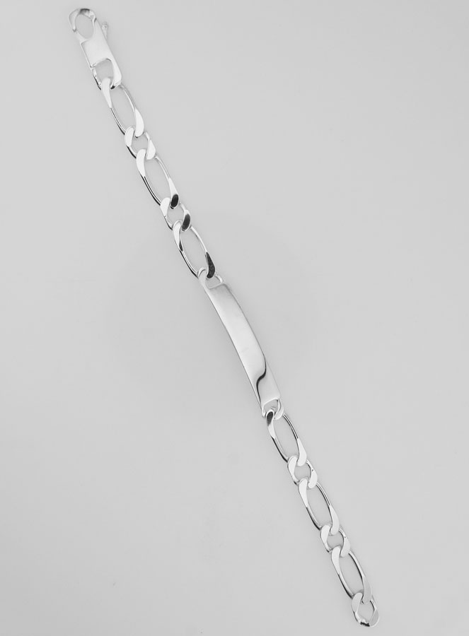 Gourmette en Argent 19cm - Maille Figaro 7mm (pic 1)