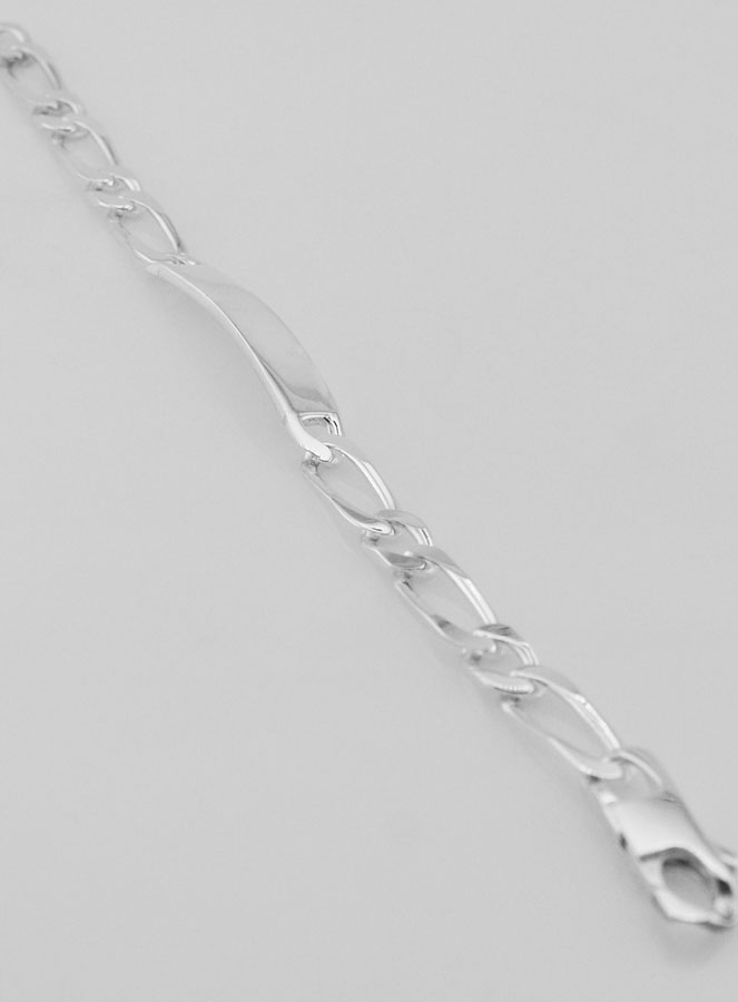 Gourmette en Argent 19cm - Maille Figaro 7mm (pic 2)