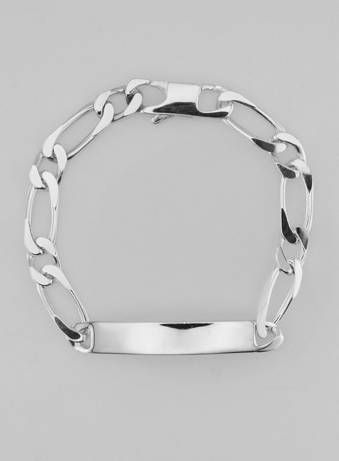 Gourmette en Argent 19cm - Maille Figaro 7mm (pic 3)