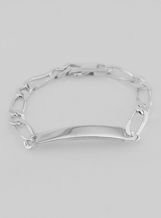 Gourmette en Argent 19cm - Maille Figaro 7mm (pic 4)