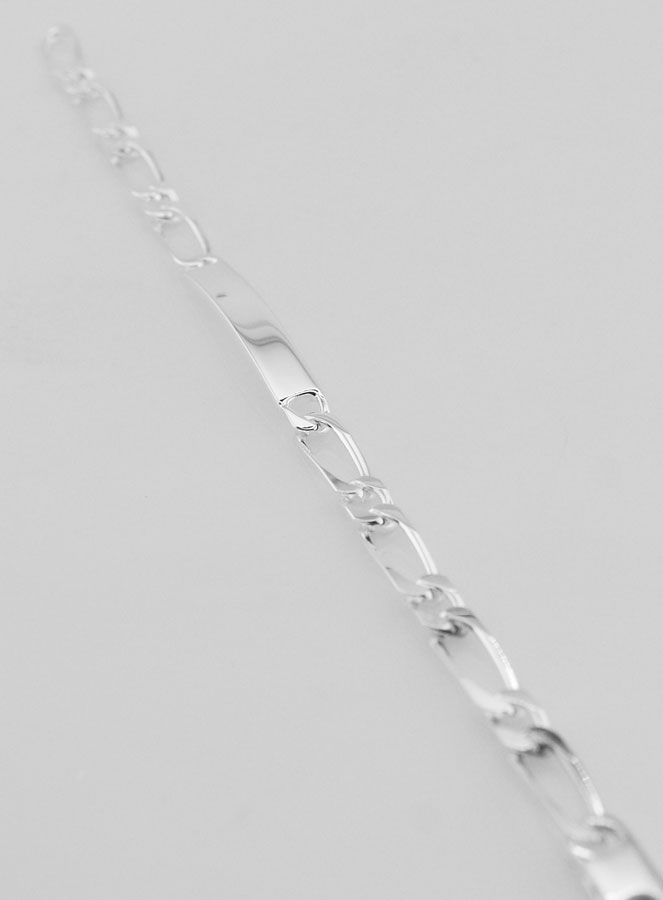 Gourmette en Argent Massif 18cm - Maille Figaro 5mm (pic 1)