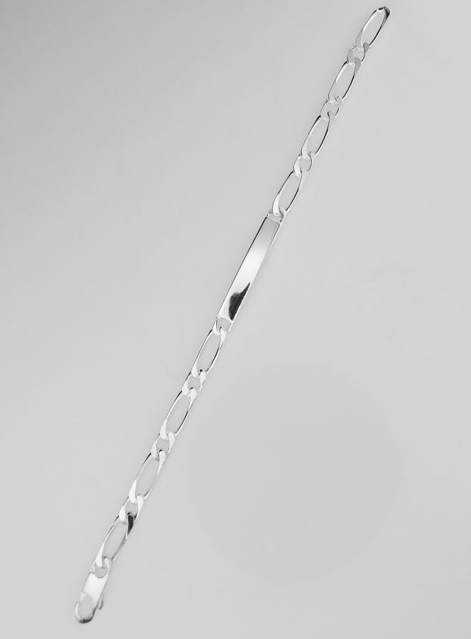 Gourmette en Argent Massif 18cm - Maille Figaro 5mm (pic 2)