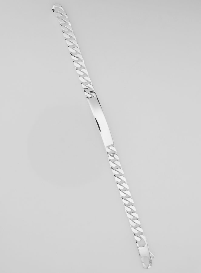 Bracelet Gourmette identité en Argent 19cm - Maille 7mm (pic 1)