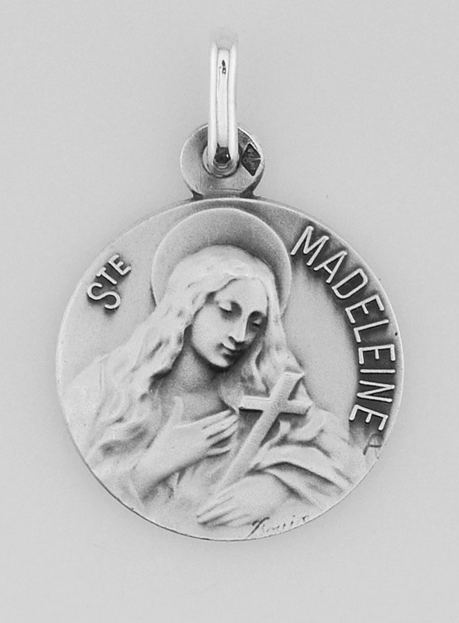 Médaille Sainte Marie-Madeleine en Argent Massif - 18mm (pic 1)