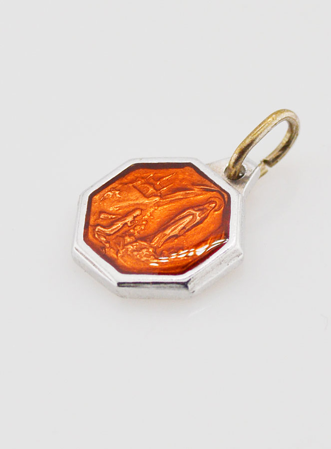 Médaille Notre Dame de Lourdes 11mm - Orange (pic 3)