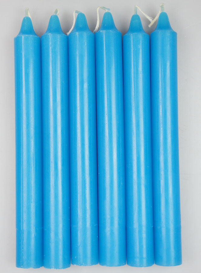 6 Bougies Teintées Masse Couleur Bleu Pastel (pic 1)