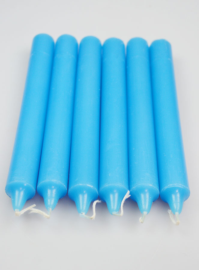 6 Bougies Teintées Masse Couleur Bleu Pastel (pic 2)