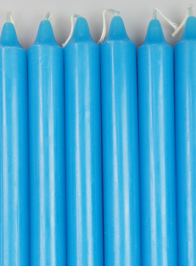 6 Bougies Teintées Masse Couleur Bleu Pastel (pic 3)