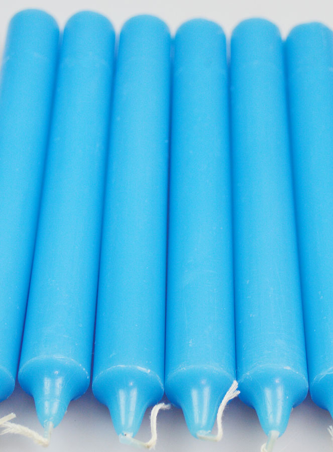 6 Bougies Teintées Masse Couleur Bleu Pastel (pic 4)