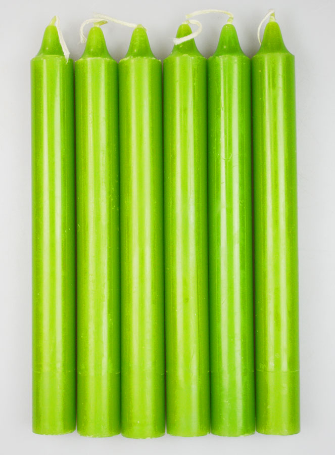 6 Bougies Teintées Masse Couleur Vert Pré (pic 1)