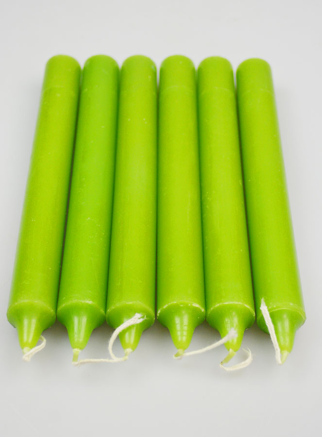 6 Bougies Teintées Masse Couleur Vert Pré (pic 2)