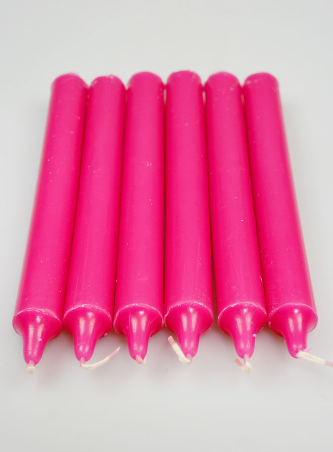 6 Bougies Teintées Masse Couleur Rose (pic 2)