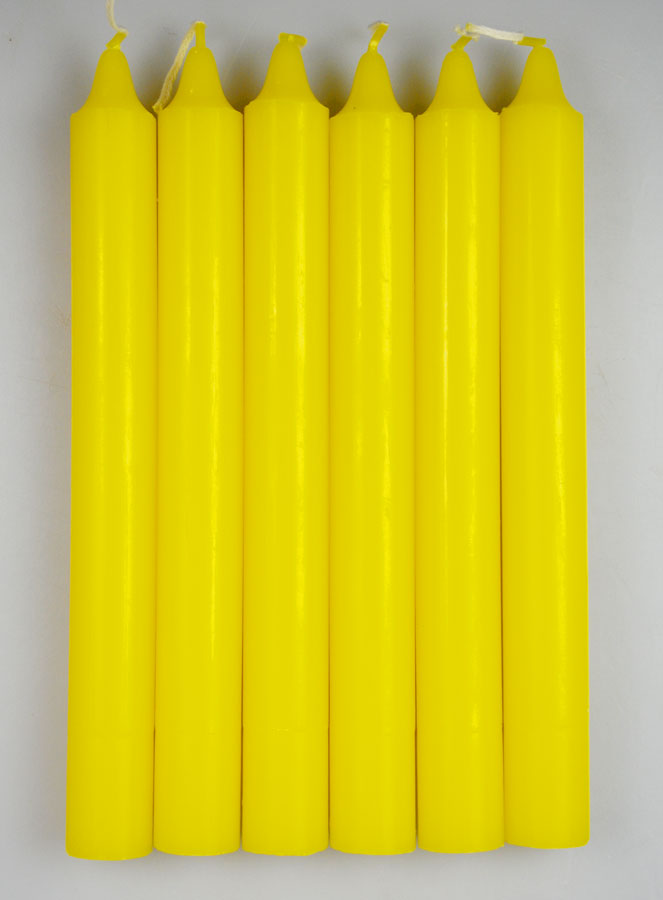 6 Bougies Teintées Masse Couleur Jaune (pic 1)