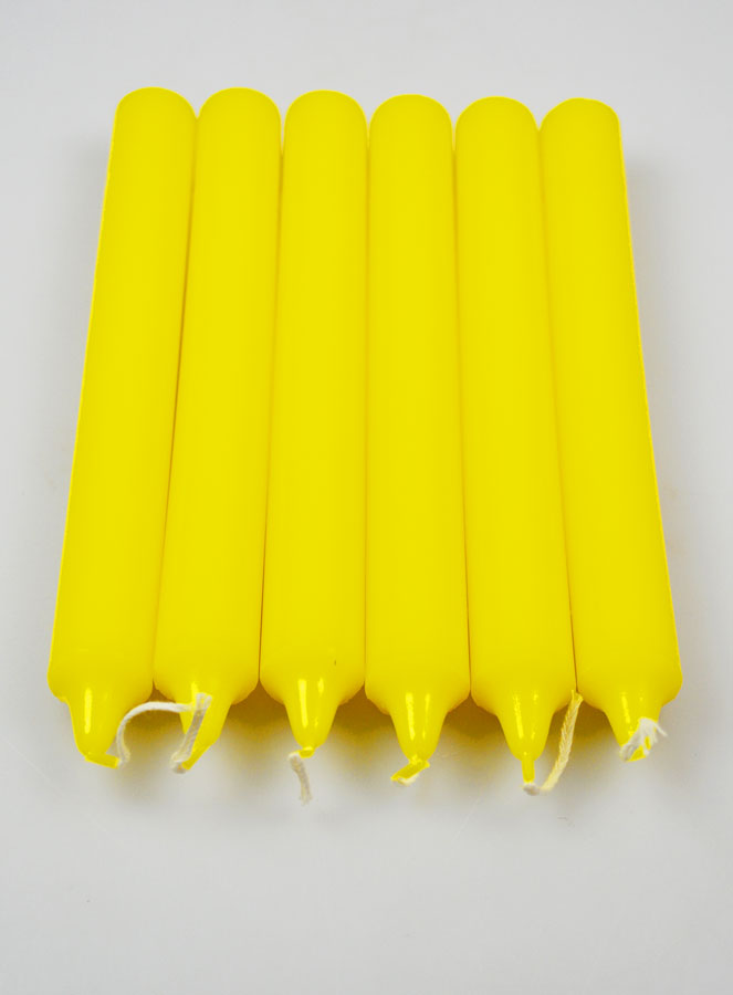 6 Bougies Teintées Masse Couleur Jaune (pic 2)