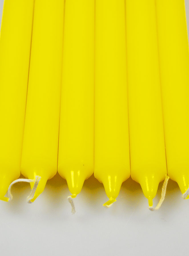 6 Bougies Teintées Masse Couleur Jaune (pic 4)