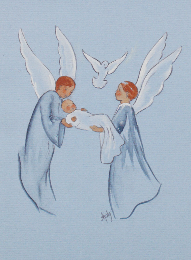 Carte de Baptême - Ange Esprit Saint - 10 X 15cm (pic 1)