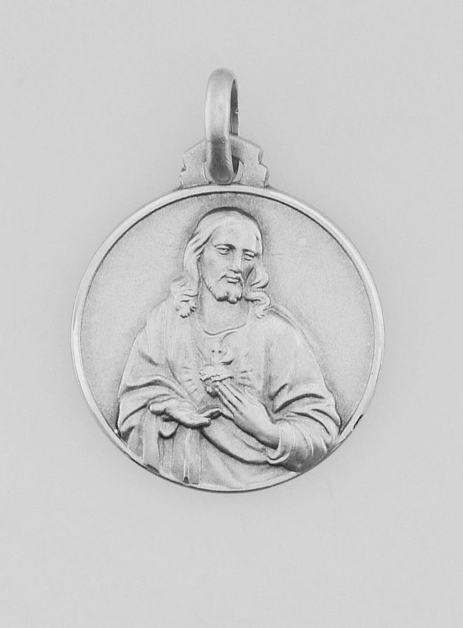 Médaille Sacré Coeur de Jésus en Argent Massif - 18mm (pic 1)