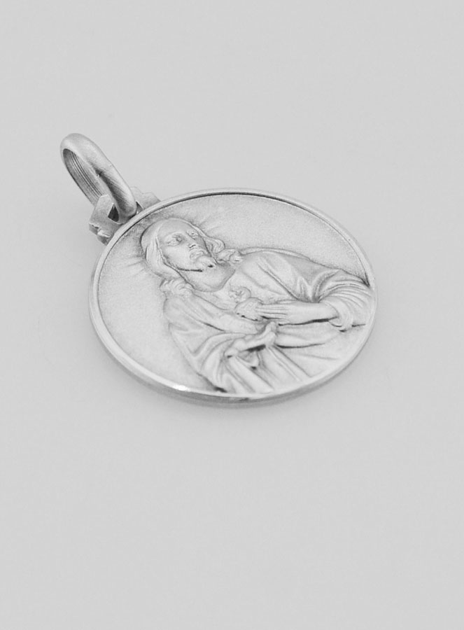 Médaille Sacré Coeur de Jésus en Argent Massif - 18mm (pic 3)