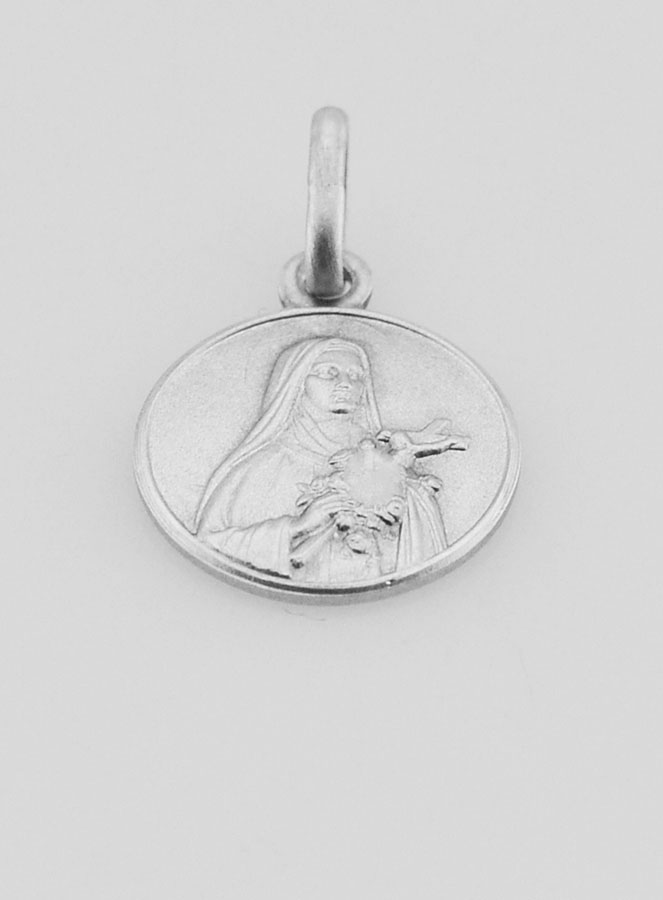Médaille Sainte Thérèse en Argent Massif - 12mm (pic 2)