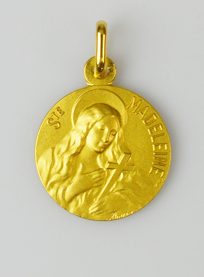Médaille Sainte Marie-Madeleine en Plaqué Or - 18mm (pic 1)