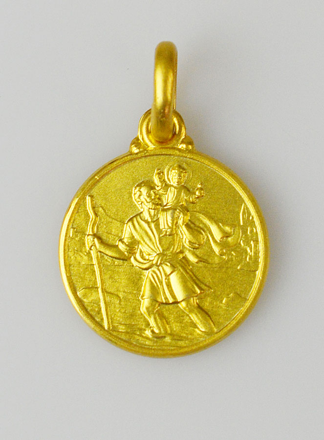 Médaille Saint Christophe en Plaqué Or - 14mm (pic 1)