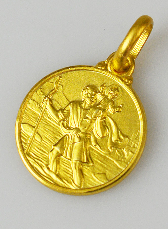 Médaille Saint Christophe en Plaqué Or - 14mm (pic 4)