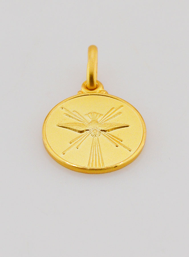 Médaille Colombe Esprit Saint en Plaqué Or - 14mm (pic 2)