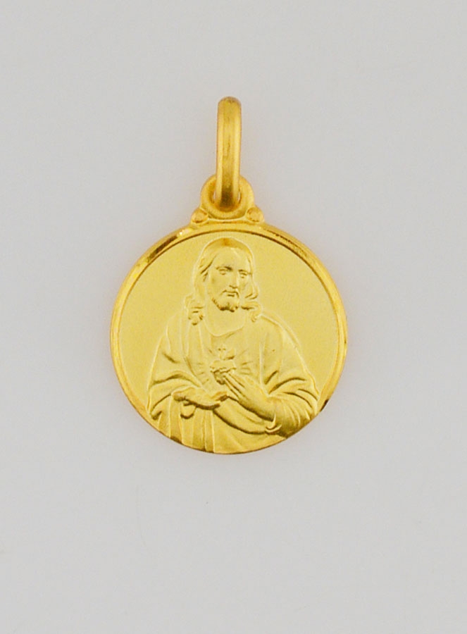Médaille Sacré Coeur de Jésus en Plaqué Or - 14mm (pic 1)