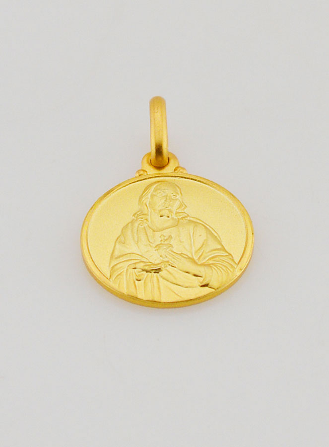 Médaille Sacré Coeur de Jésus en Plaqué Or - 14mm (pic 2)