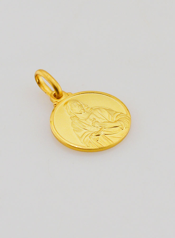 Médaille Sacré Coeur de Jésus en Plaqué Or - 14mm (pic 3)