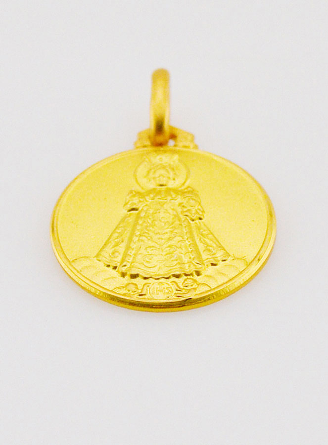 Médaille Enfant Jésus de Prague en Plaqué Or - 16mm (pic 2)