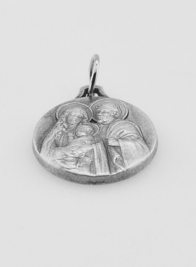 Médaille Sainte Famille en Métal Argenté - 18mm (pic 2)