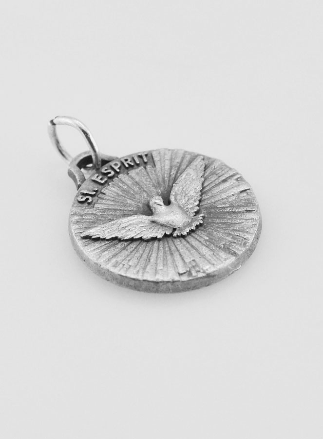 Médaille Saint Esprit en Métal Argenté - 18mm (pic 3)