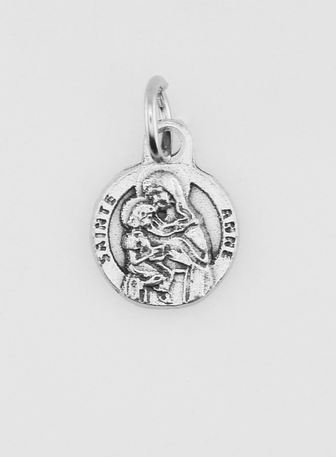 Médaille Sainte Anne en Métal Argenté - 12mm (pic 1)