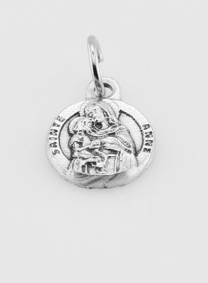 Médaille Sainte Anne en Métal Argenté - 12mm (pic 2)