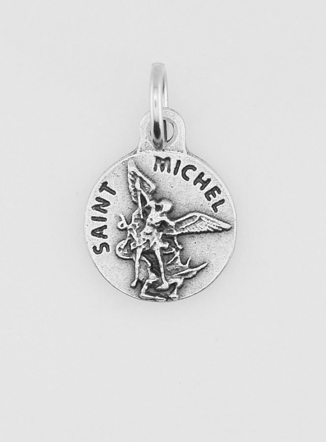 Médaille Saint Michel Archange en Métal Argenté - 12mm (pic 1)