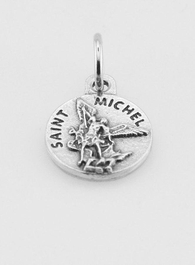 Médaille Saint Michel Archange en Métal Argenté - 12mm (pic 2)