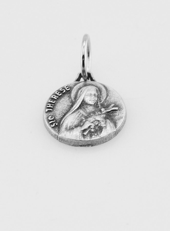 Médaille Sainte Thérèse en Métal Argenté - 12mm (pic 2)