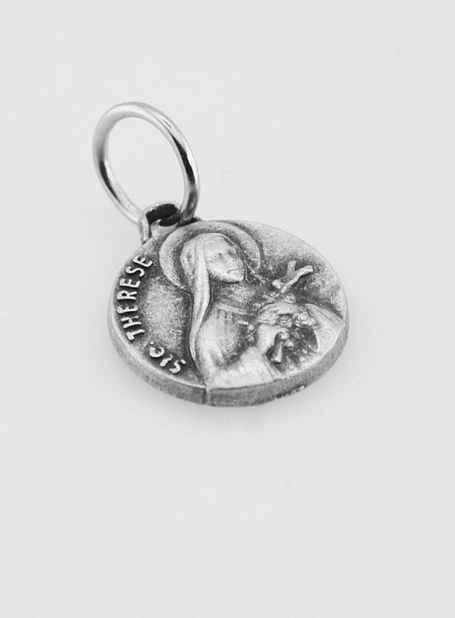 Médaille Sainte Thérèse en Métal Argenté - 12mm (pic 3)
