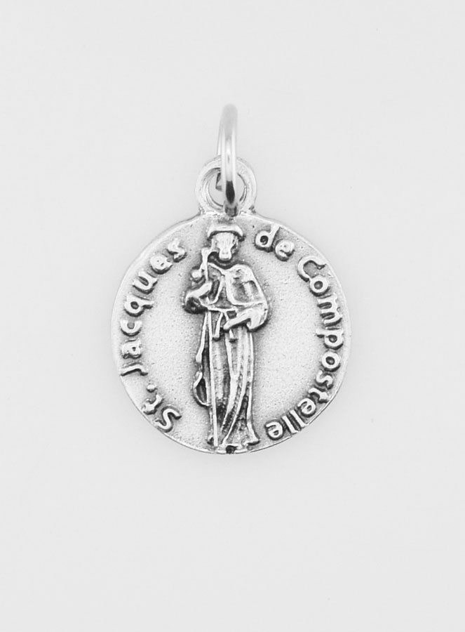 Médaille Saint Jacques en Métal Argenté - 14mm (pic 1)