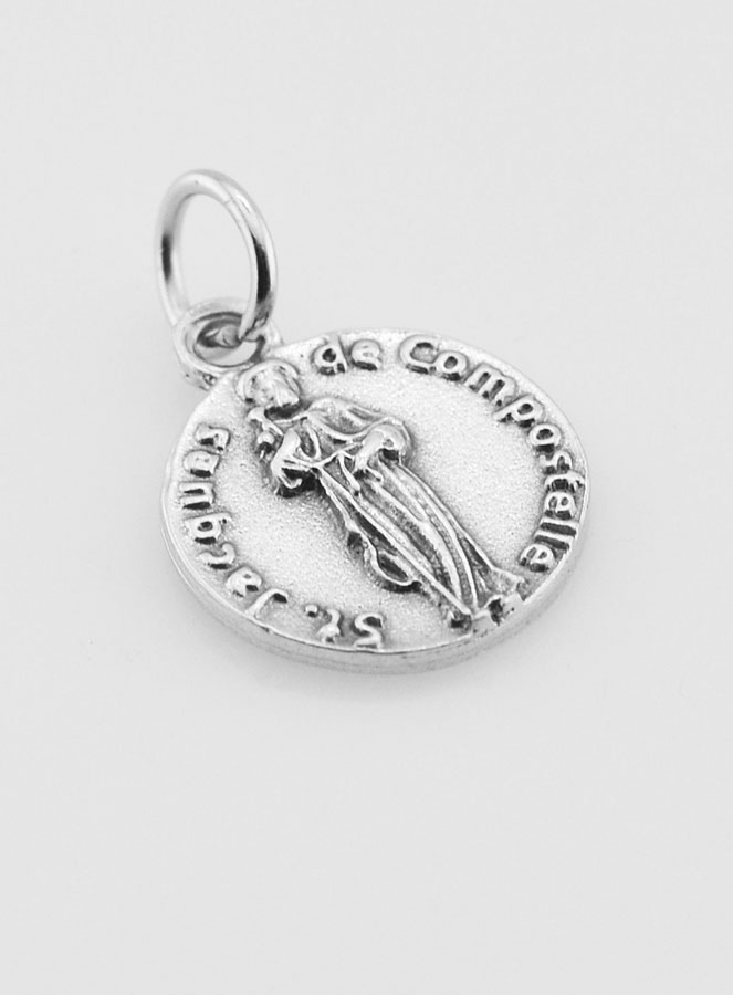 Médaille Saint Jacques en Métal Argenté - 14mm (pic 3)