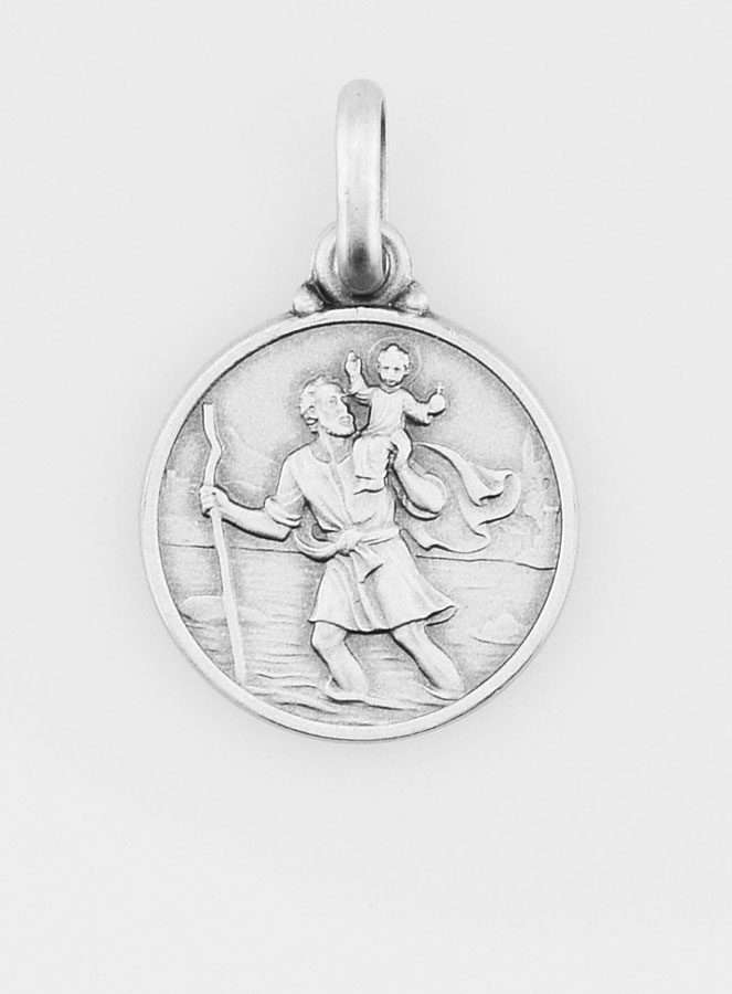 Médaille Saint Christophe en Argent Massif - 14mm (pic 1)