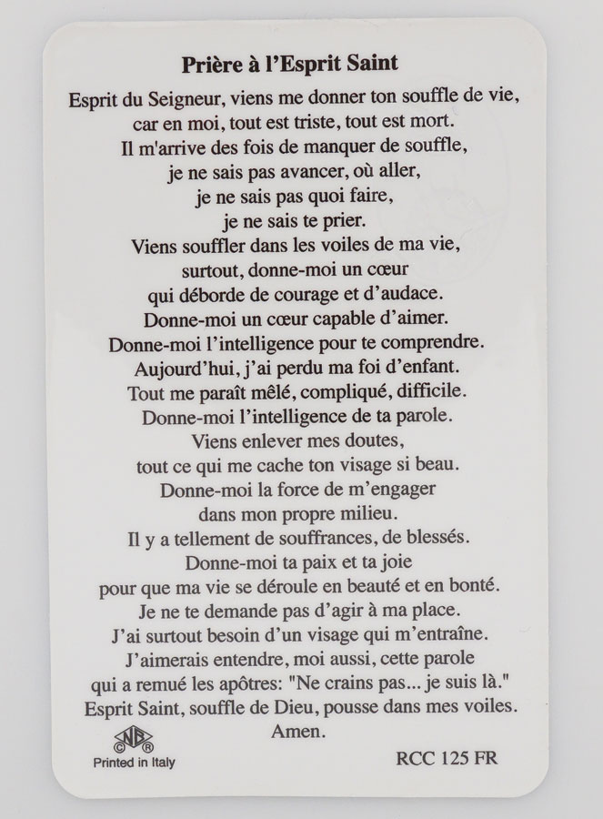 Carte de Prière Médaille Esprit Saint (pic 2)