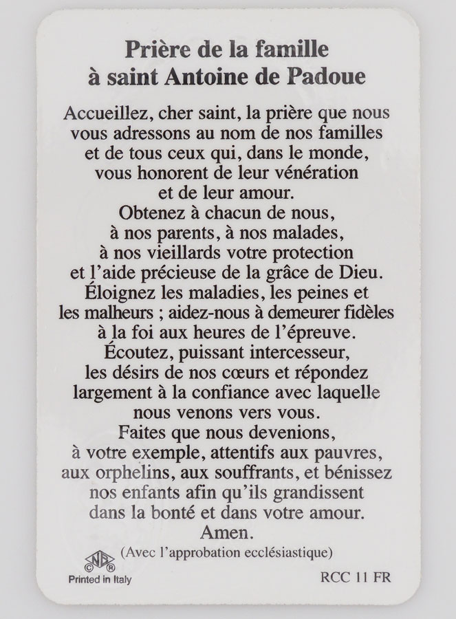 Carte de Prière Médaille Saint Antoine (pic 2)