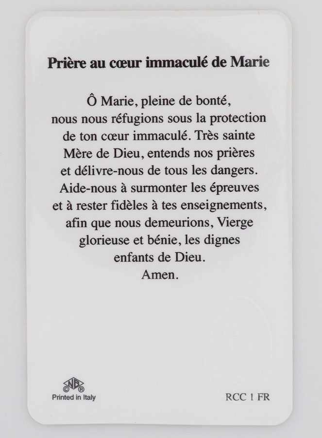 Carte de Prière Médaille Sacré Coeur de Marie (pic 2)