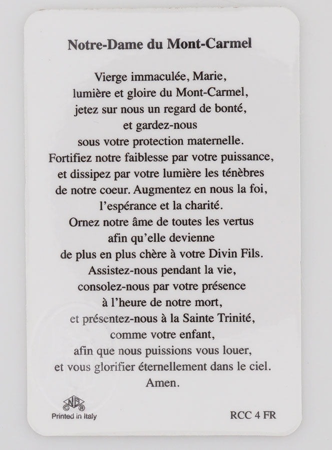 Carte de Prière Médaille Notre Dame du Mont Carmel (pic 2)