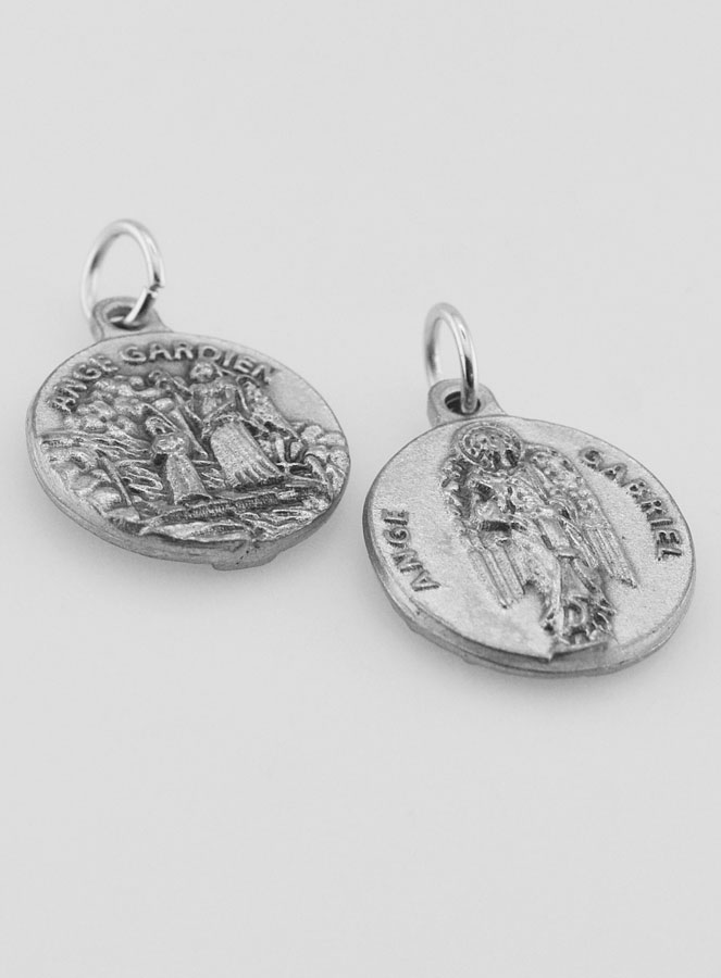 Médaille Ange gardien Protecteur en Métal Argenté - 18mm (pic 2)
